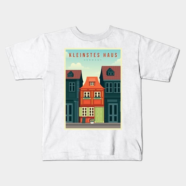 Kleintes Haus, Germany - Vintage Travel Poster Kids T-Shirt by AtifSlm